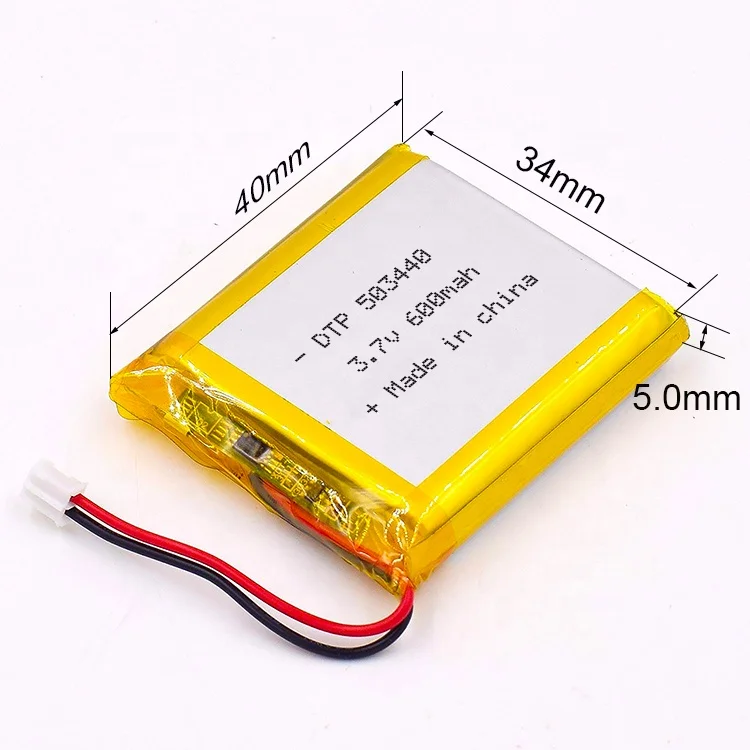 3.7v 503440 600mAh lithium polymer batteries