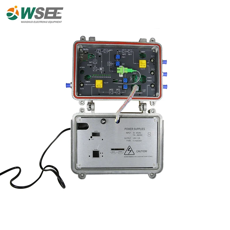 HFC CATV Outdoor 4 Outputs AGC Fiber Optic Node Cable Line Optical Receiver