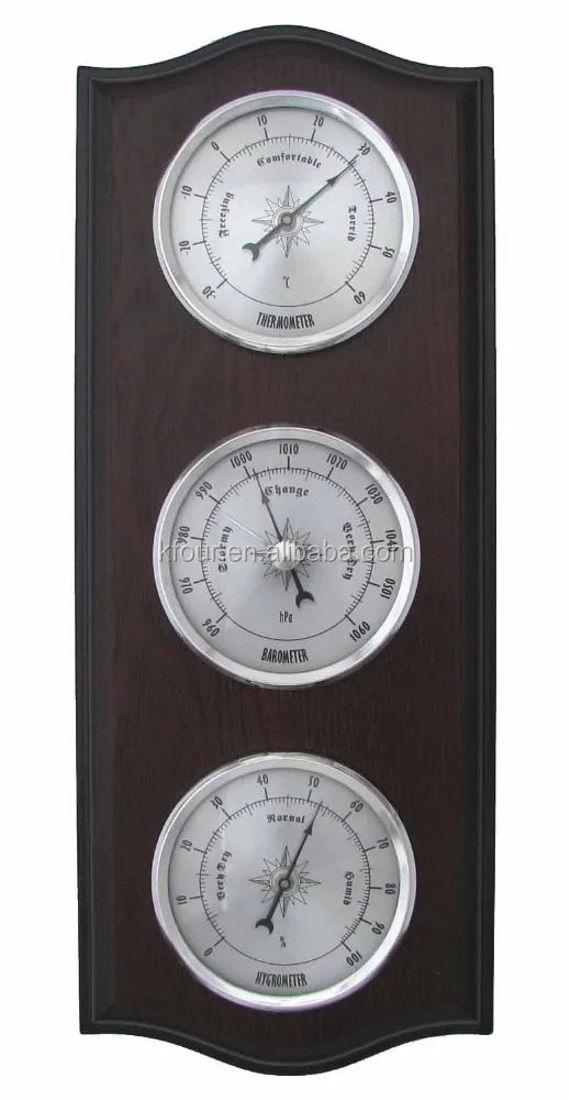 High quality wooden weather station with barometer thermometer and hygrometer mechanism for home decorative