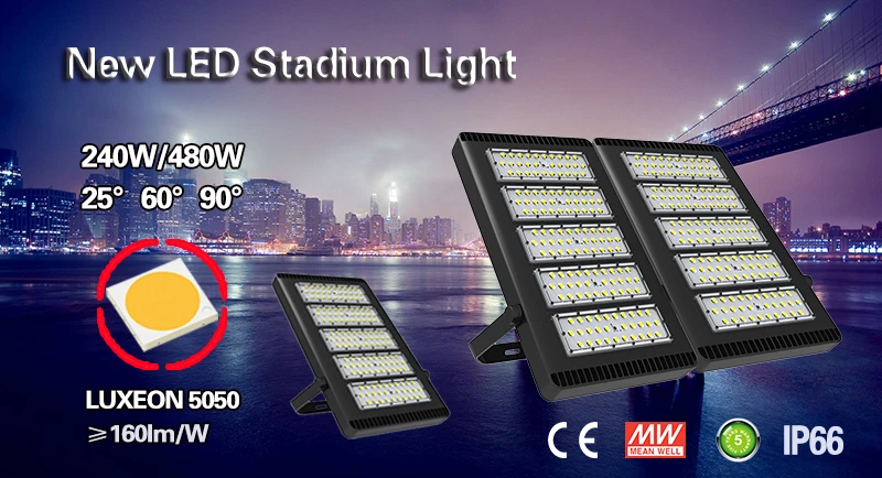 5 years warranty 240w led stadium flood light with luxeon 5050 led and Meanwell driver 160lm/w