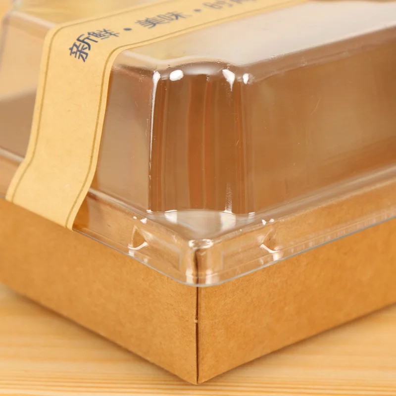 Waterproof High-quality Cake Box Set Oil-proof Kraft Paper Box Disposable Food Sandwich Container With Food-grade Plastic Cover