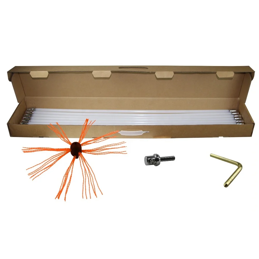 OEM patent quick snap connection long reached 6m to15m Drill driven Chimney Sweeping cleaning Brush kit