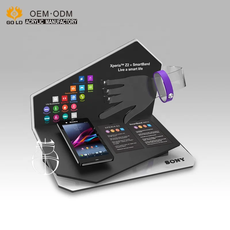Popular Mobile Phone Display Acrylic Cell Phone Accessory Stand For Store Counter Top