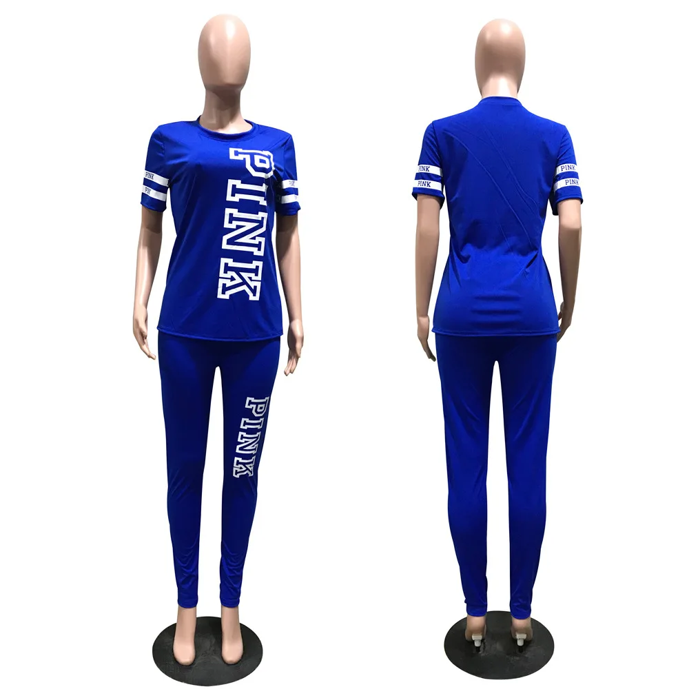 Женский комбинезон с коротким рукавом и надписью, комплект из двух предметов, облегающий спортивный костюм, популярный бренд