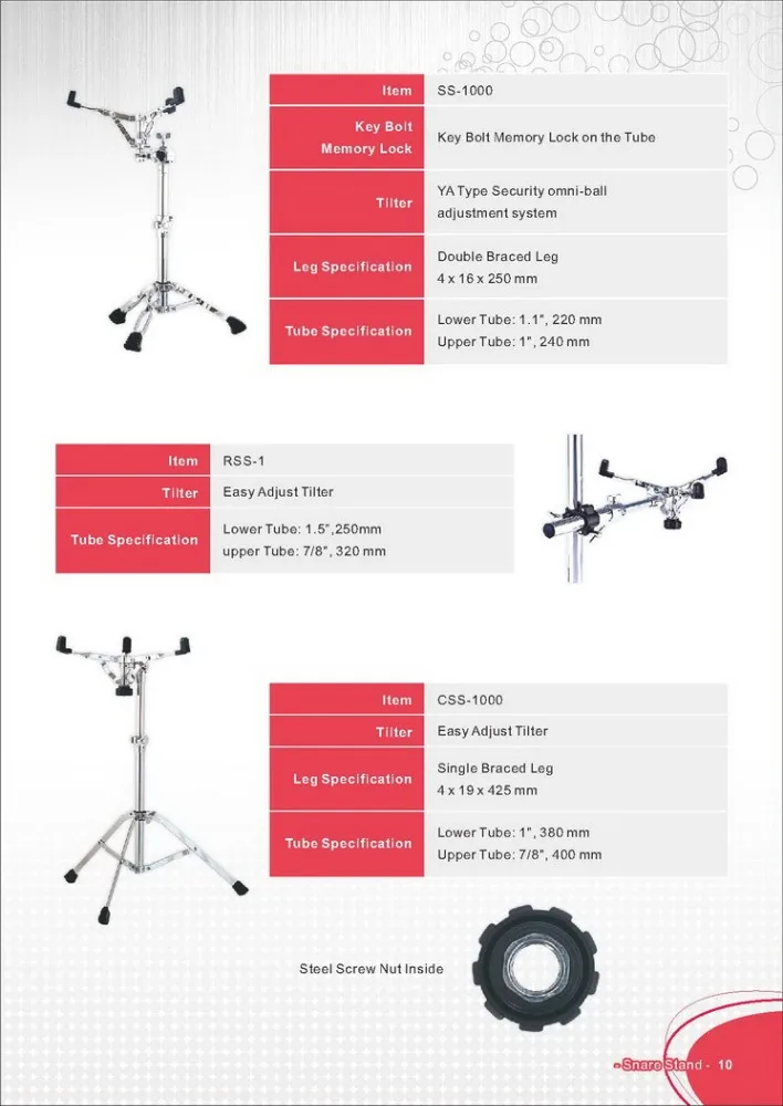 Manufacture Product Snare Drum Stand Percussion Instrument