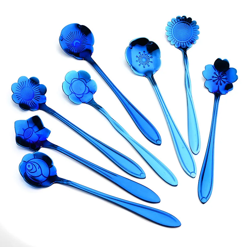 
Stainless Steel Blue Plated Coffee Spoon Teaspoons 