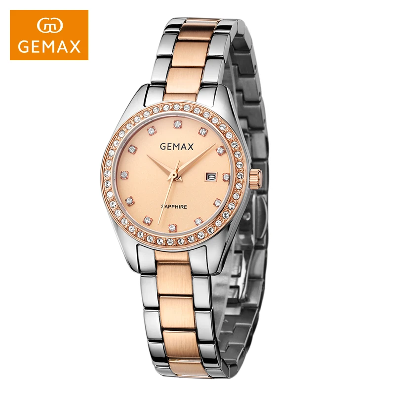 Top quality wholesale OEM ODM women classic business watch stainless steel auto date lady wristwatches