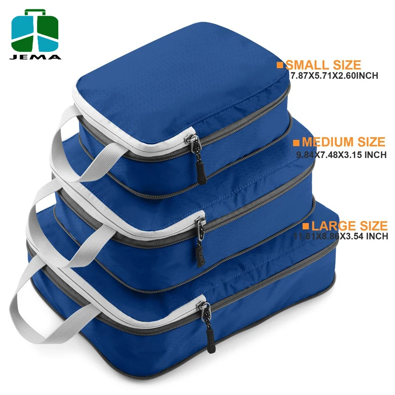 3 sets Travel Packing Organizers Luggage Compression Bags Pouches Packing Cubes