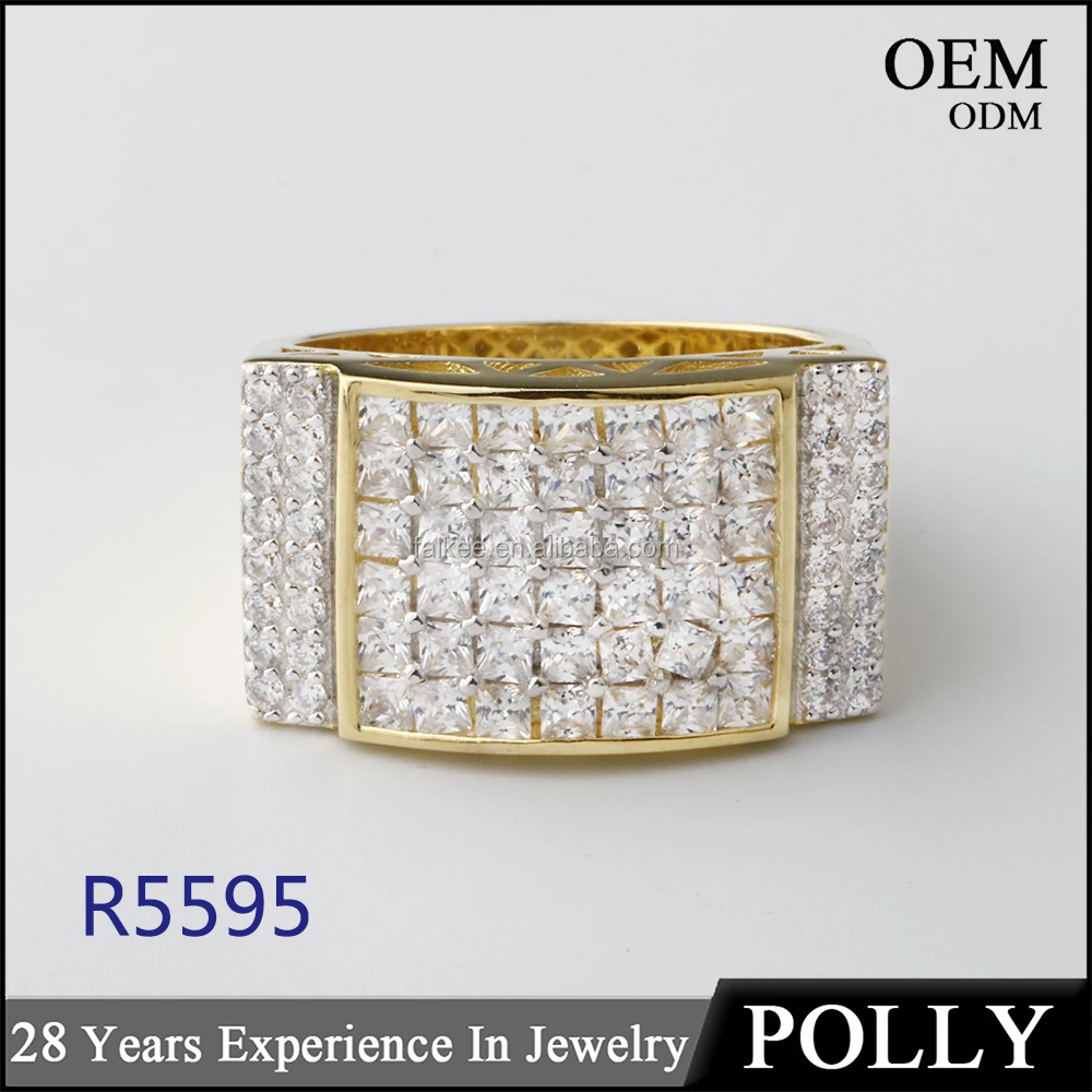 
Hot Selling hip hop 14k gold jewellery men ring silver 925 