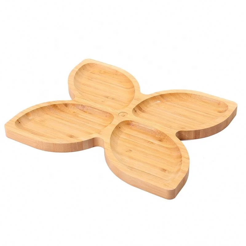 
Wooden Divide Condiment Sauce Plate, Dipping Tray Snacks For Party Plates 