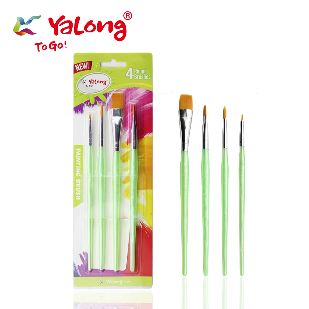 Yalong Student preferred painting brush semi-transparent 4pcs acrylic hold paintbrush set