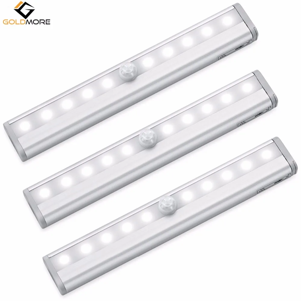 Amazon, 10 светодиодов, датчик движения, перезаряжаемый от USB ночник для шкафа, кабинета