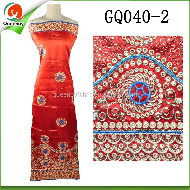 GQ045 Queency Custom Sequins Design African Traditional Fabric Cotton George and Blouse Textiles from India