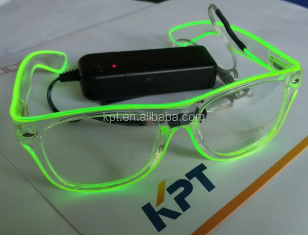 Manufacturer EL lighting 10 color sunglasses, rave party glowing shutter sunglasses, 3V battery inverter glowing sunglasses