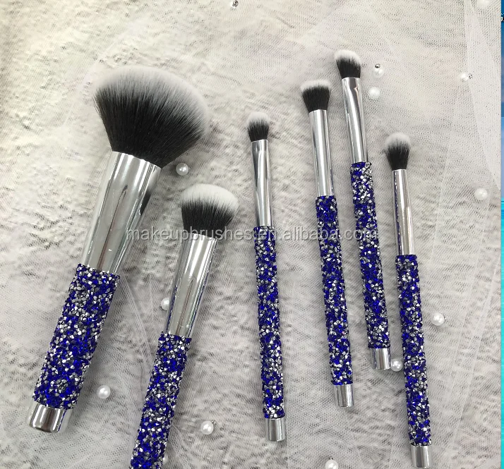 YRX W029 9PCS Diamond Luxury Makeup Brush Gif Set Bling Personalised Private Label High Quality Silver  Makeup Brush Set