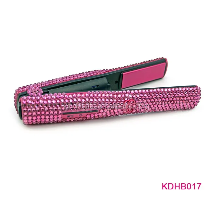 Новинка 2018 беспроводной портативный выпрямитель для волос ярко-розового цвета со стразами