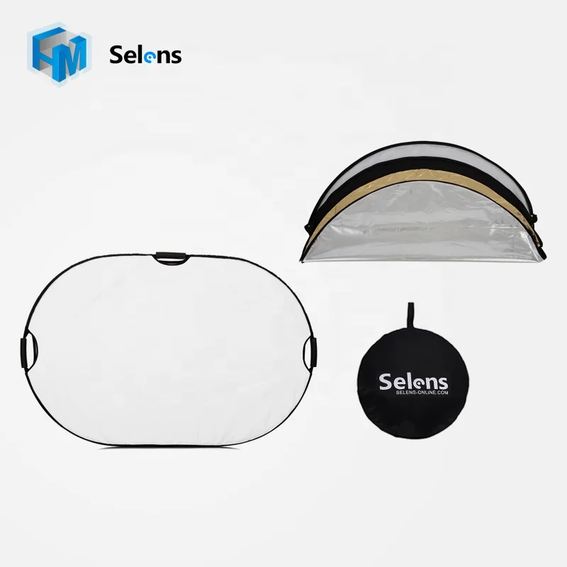 Selens 120x180cm 5 in 1 Oval Collapsible Light Reflector With Handle Grips