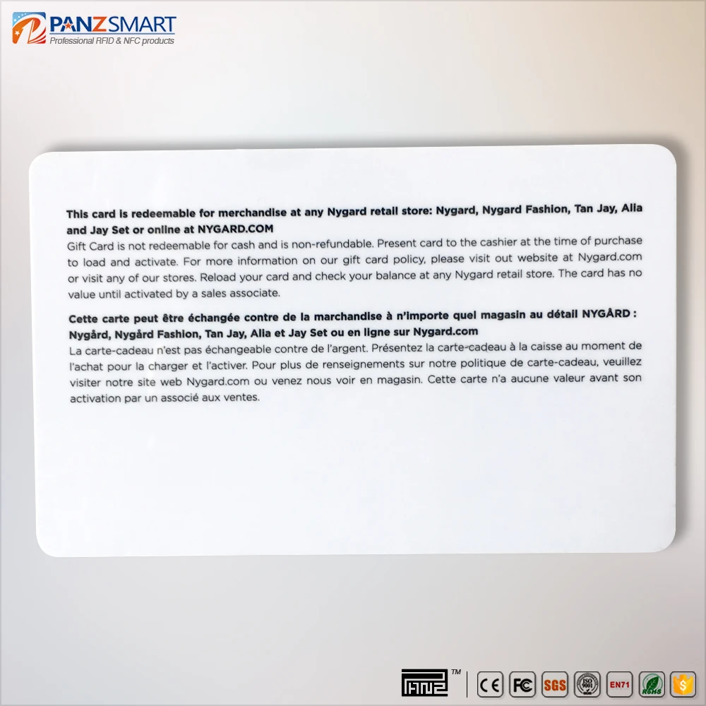Custom logo pvc cards coating overlay Plastic gift card printing PVC watch International Warranty card with NFC URL website