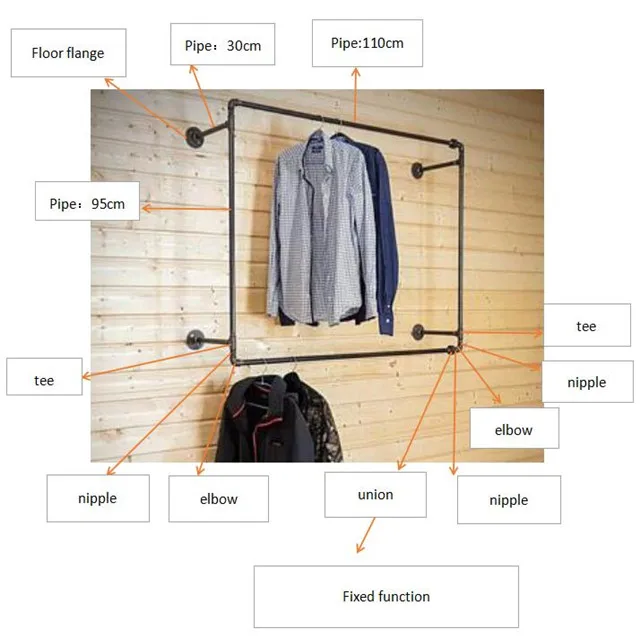 Полка для одежды «сделай сам» с фланцем из ковкого железа