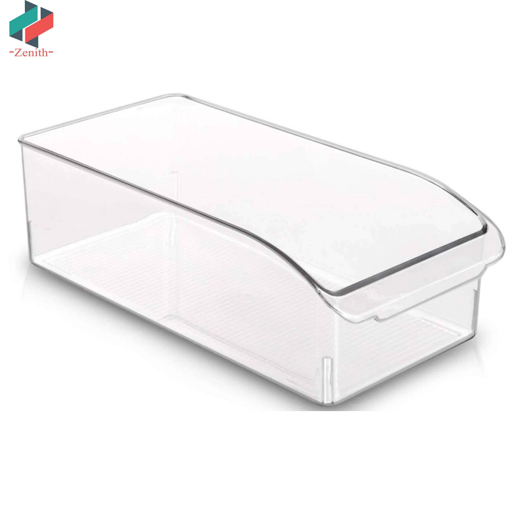 ZNF00025 Clear Transparent Plastic Home Kitchen Pantry Cabinet Freezer Refrigerator Storage Organizer Bin with Built in Handle