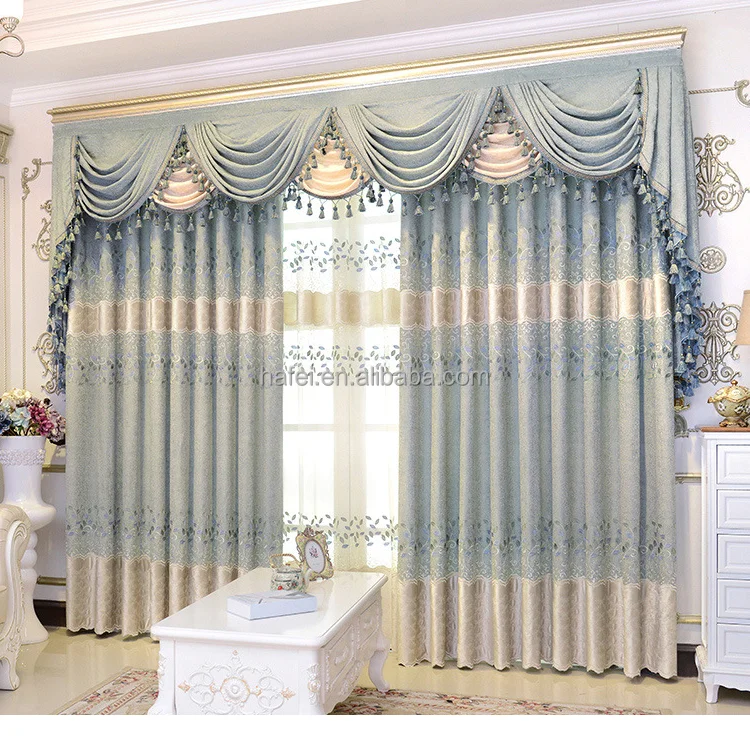 luxury Arabic style jacquard ready made velvet curtain