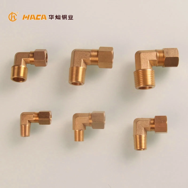 1/2 inch Brass Male Thread 90 Degree Elbow Compression Sleeve Connect Copper Pipe