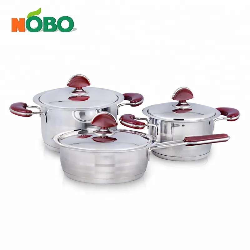 High Quality Healthy Kitchen Accessories Stainless Steel Pots And Pans Set with Steel Lid