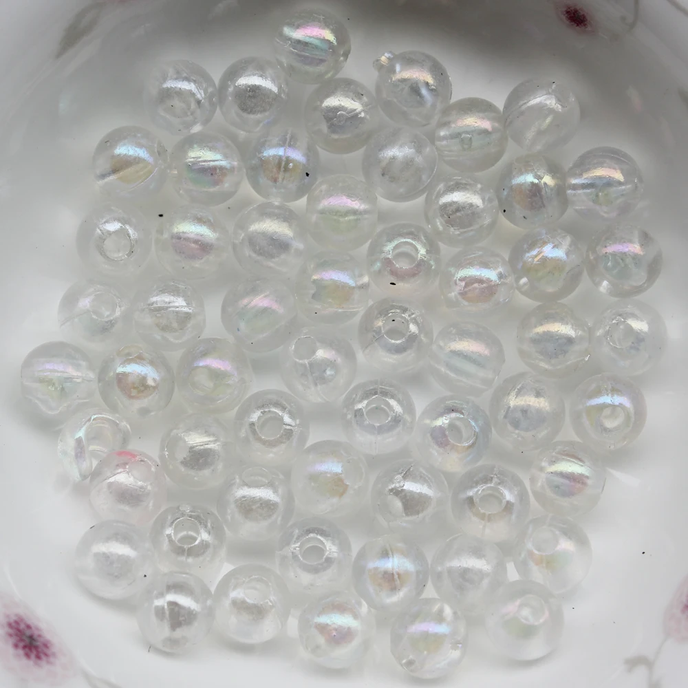 4mm 6mm 8mm 10mm 12mm 14mm 16mm 18mm 20mm AB Color Round Acrylic Bead Loose Spacer Beads For Jewelry Making DIY Bracelet