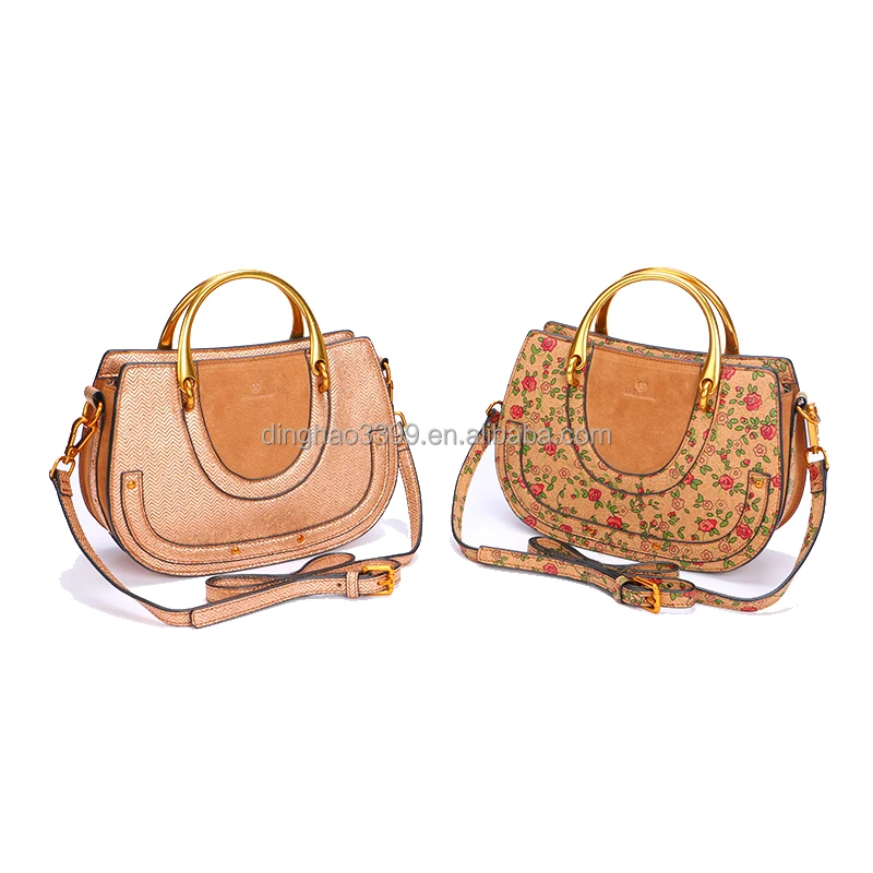 Wholesale single shoulder cork Portugal tote bag,Unique design round cork paper hand bag,Custom print lady crossbody saddle bag