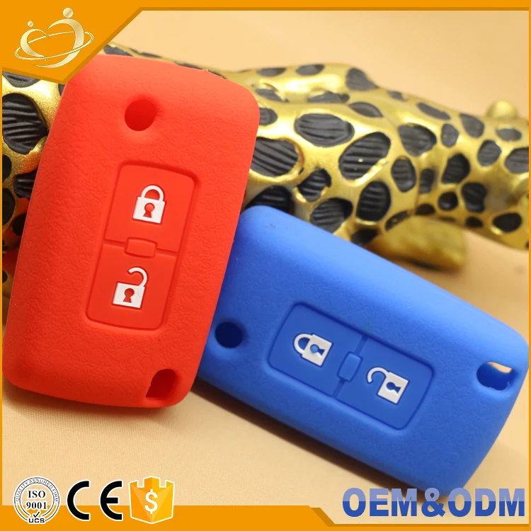 floding key 2 button 11 colors Silicone car key cover for mitsubishi pajero