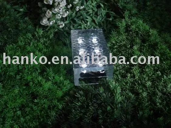 HANKO Wholesale Outdoor Pavement Solar LED Ice Glass Brick for Garden Decoration Light