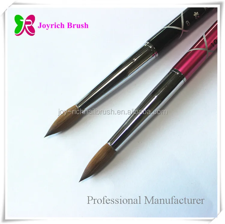 Black metal handle laser line design acrylic kolinsky nail brush manufacturer