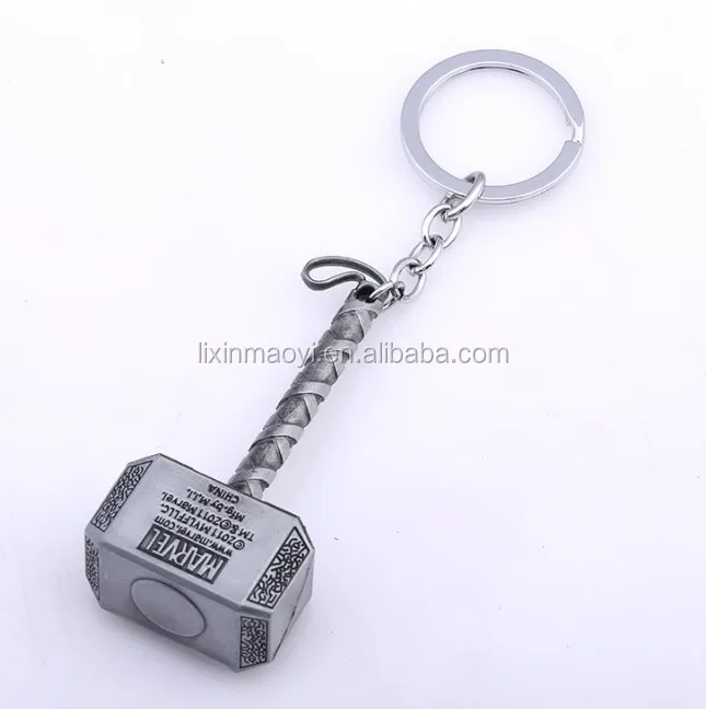 Wholesales Dongguan Factory 925 Silver Color Thor Hammer Making Machine Keychain Metal