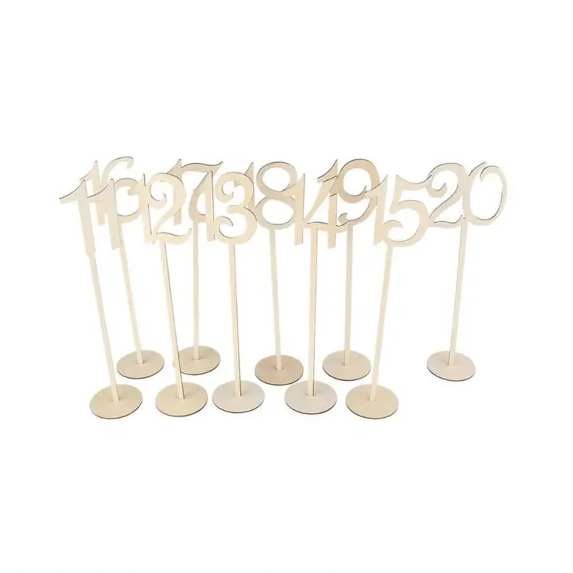 Wooden Table Number 1-20 Wood Wedding Table Numbers with Holder Base for Wedding Party Home Decoration