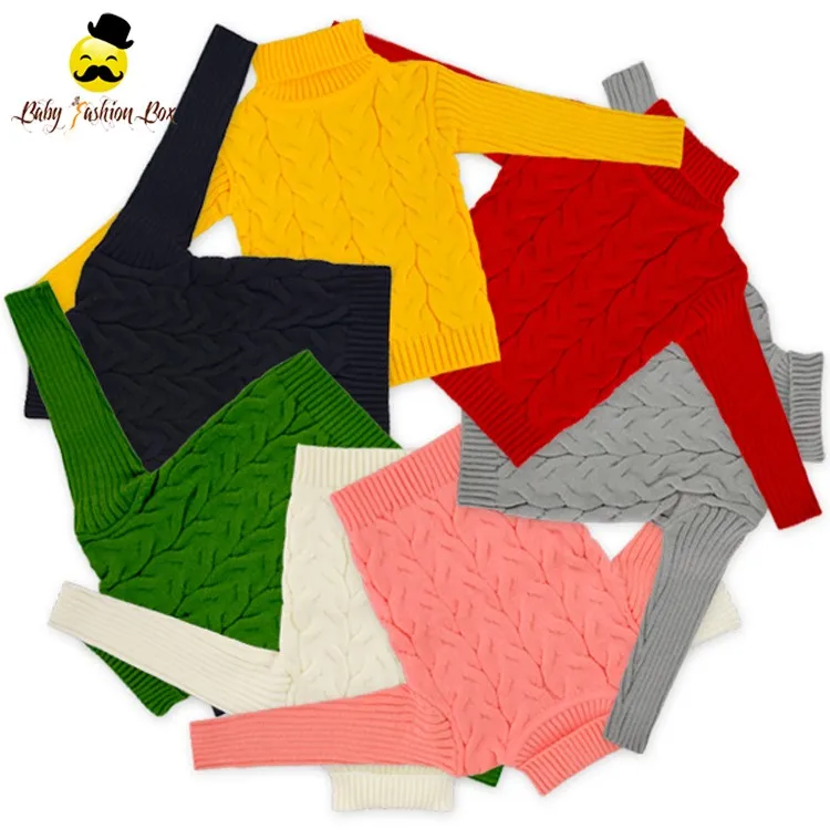 Pure Color Long Sleeve Turtleneck Pullover Clothes Kids Casual Knitted Sweater