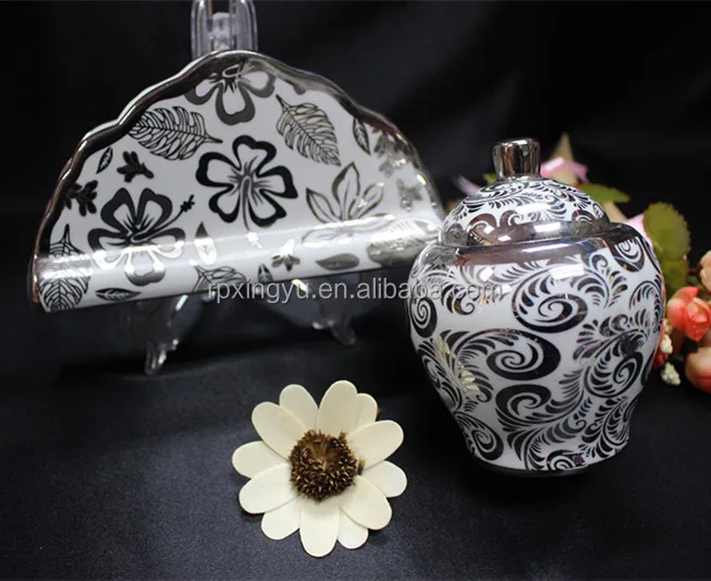 
3pcs porcelain dinnerware, ceramic Napkin holder, sugar pot 