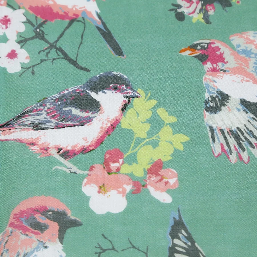 Digital Printing Bird Floral Design on 100% Linen Fabric for Dresses