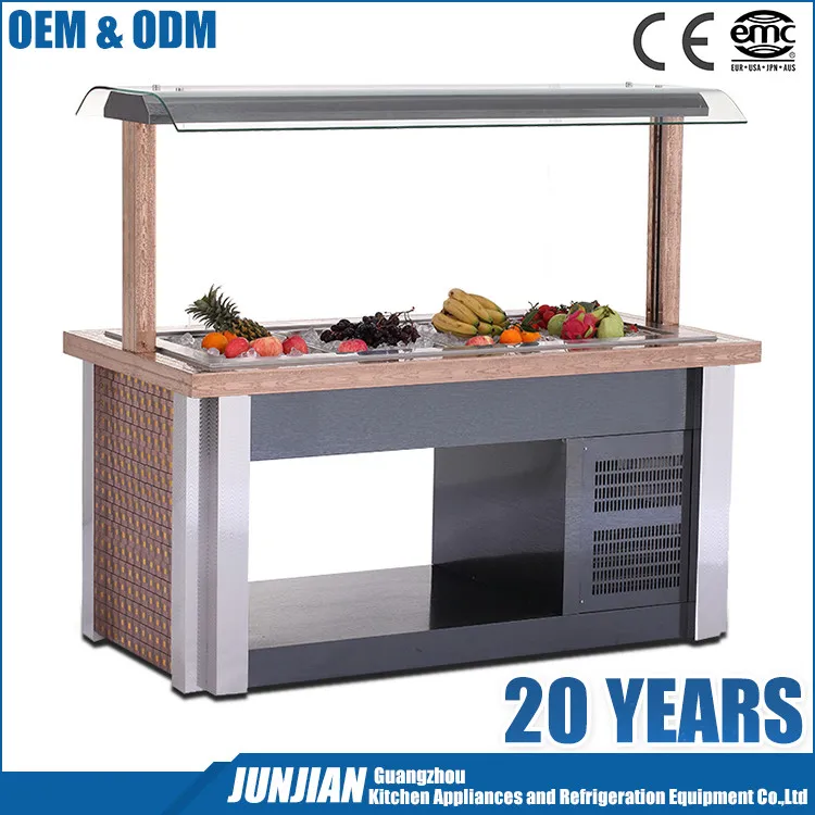 
Buffet Marble Display Cooler / Refrigerated Salad Bar Counter / Open Showcase Refrigerator 