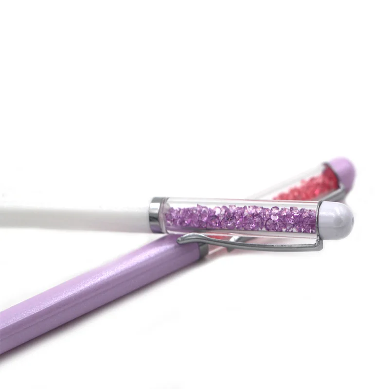 new cheap plastic crystal glitter ball pen with cap crystal gel ink pen with logo