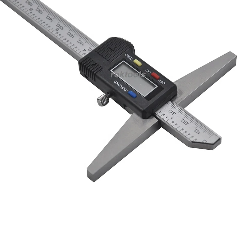 ROKTOOLS 0-600 mm Electronic Digital Depth Vernier Gauge Caliper With Thick Beam