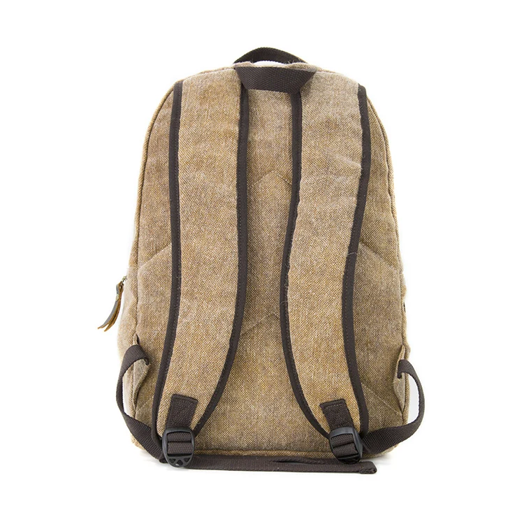 Wholesale Custom Designer Luxury Vegan Leather Vintage Canvas Rucksack Book Bag Laptop Backpack for College Men Girl