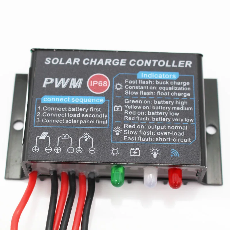 PWM 20A IP68 Waterproof Solar Charge Controller 12V 24V LED Display CE ROHS Solar Panel Charge Regulator