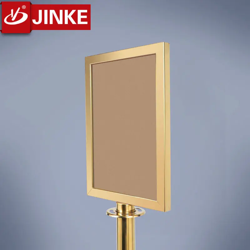 Queue Post Advertising Sign Holder Stand with Titanium Golden Finish/ Menu Display Pillar