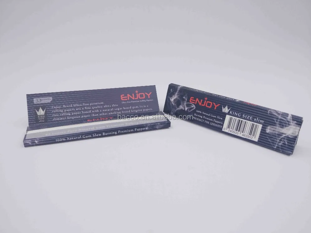 Ultra thin organic rice rolling paper king size slim, 33 leaves per booklet 50 booklet per box
