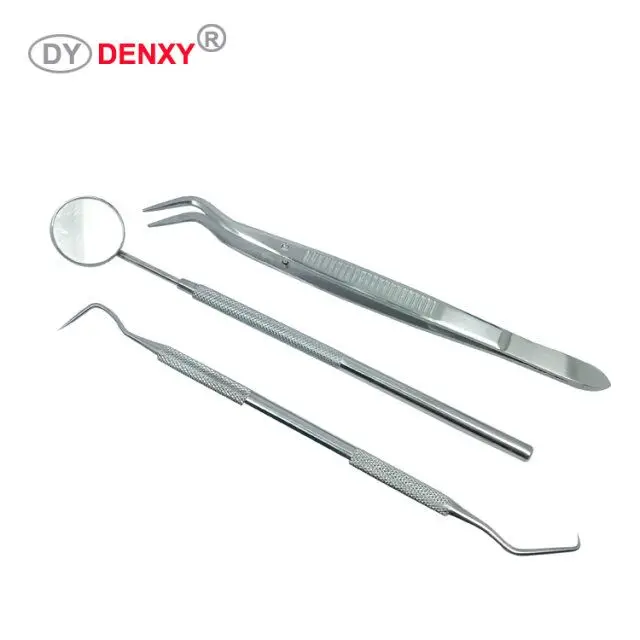 Denxy Dental 3pcs Oral Instrument Set Mirror Probe Tweezer Dental hygiene Tool Kit PMT Sets
