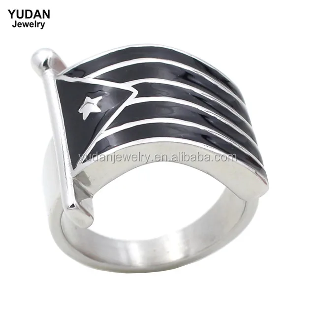 New design Custom Made Stainless Steel Puertorico Flag Ring