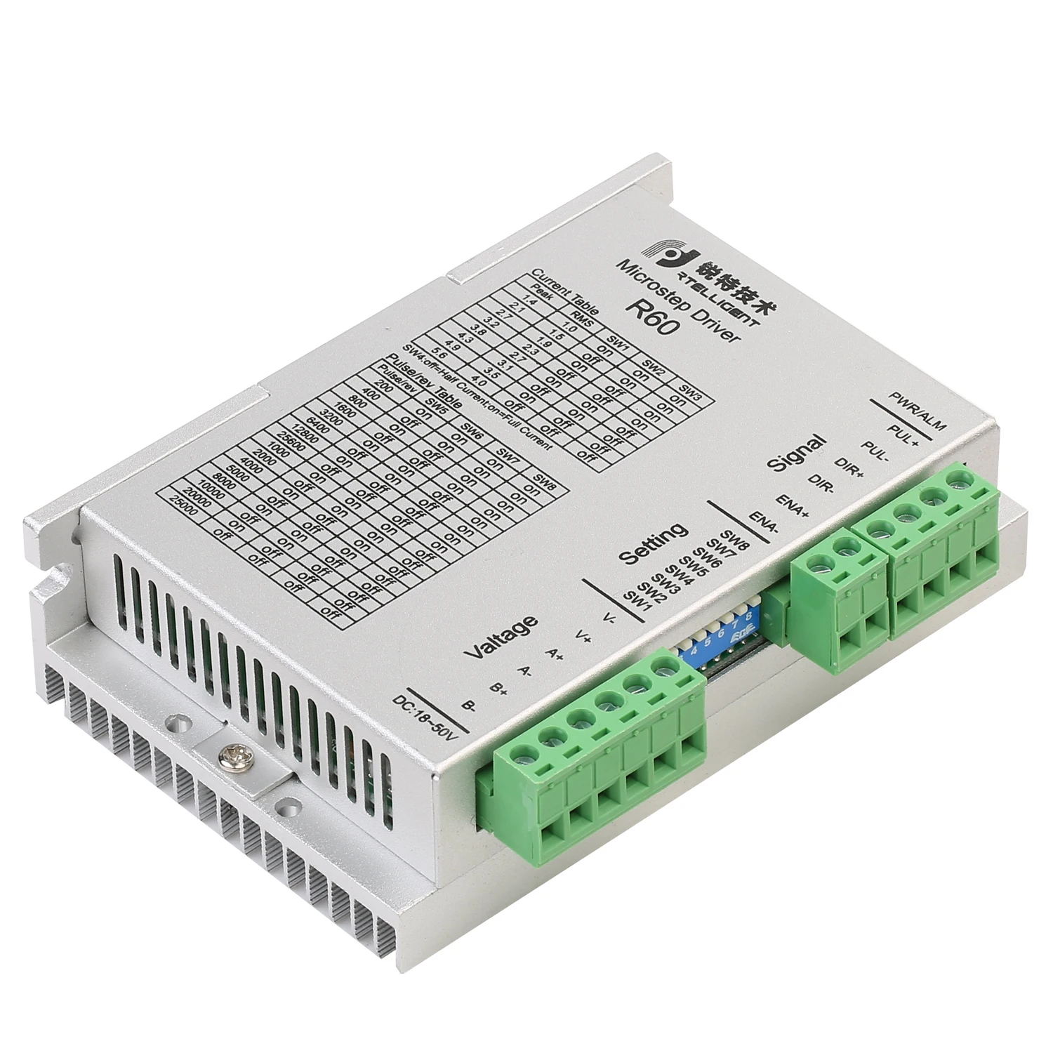 Rtelligent R60 24-с алюминиевой крышкой, 50В источник питания постоянного тока 1,4-5.6A комбинированный чехол-накладка 2 Фаза открытых систем разомкнутой цепи Nema 23 шаговый мотор драйвер dm542