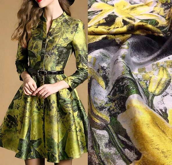 100%polyester yarn dyed dobby jacquard women dresses fabric