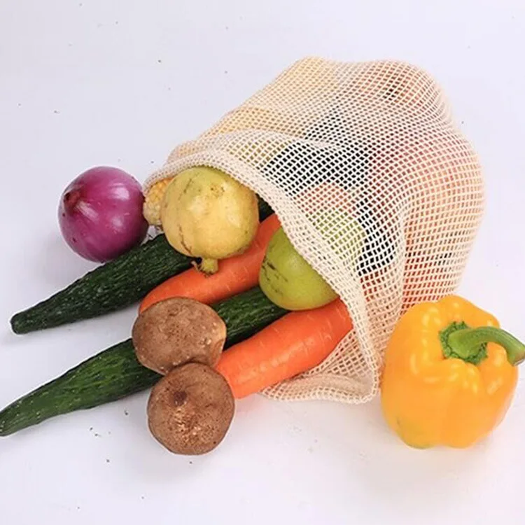 Simple Ecology washable and reusable Cotton Mesh Produce Bag for vegetable and fruit