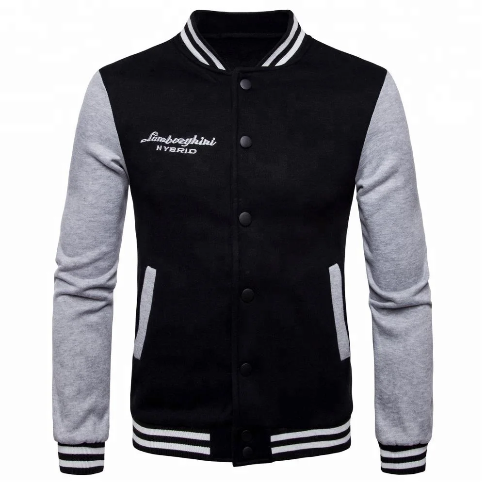 Long sleeve korean fashion varsity jacket embroidered letters baseball jackets for men